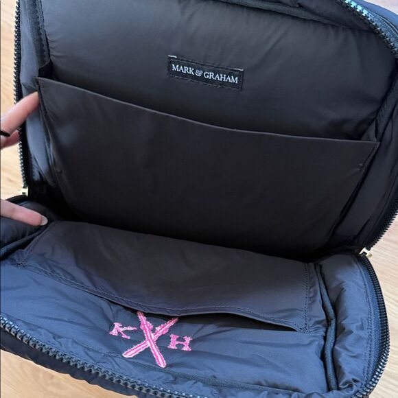 Mark & Graham Black Quilted Puffer Backpack Pink Logo Ski Outdoors Laptop main image 7